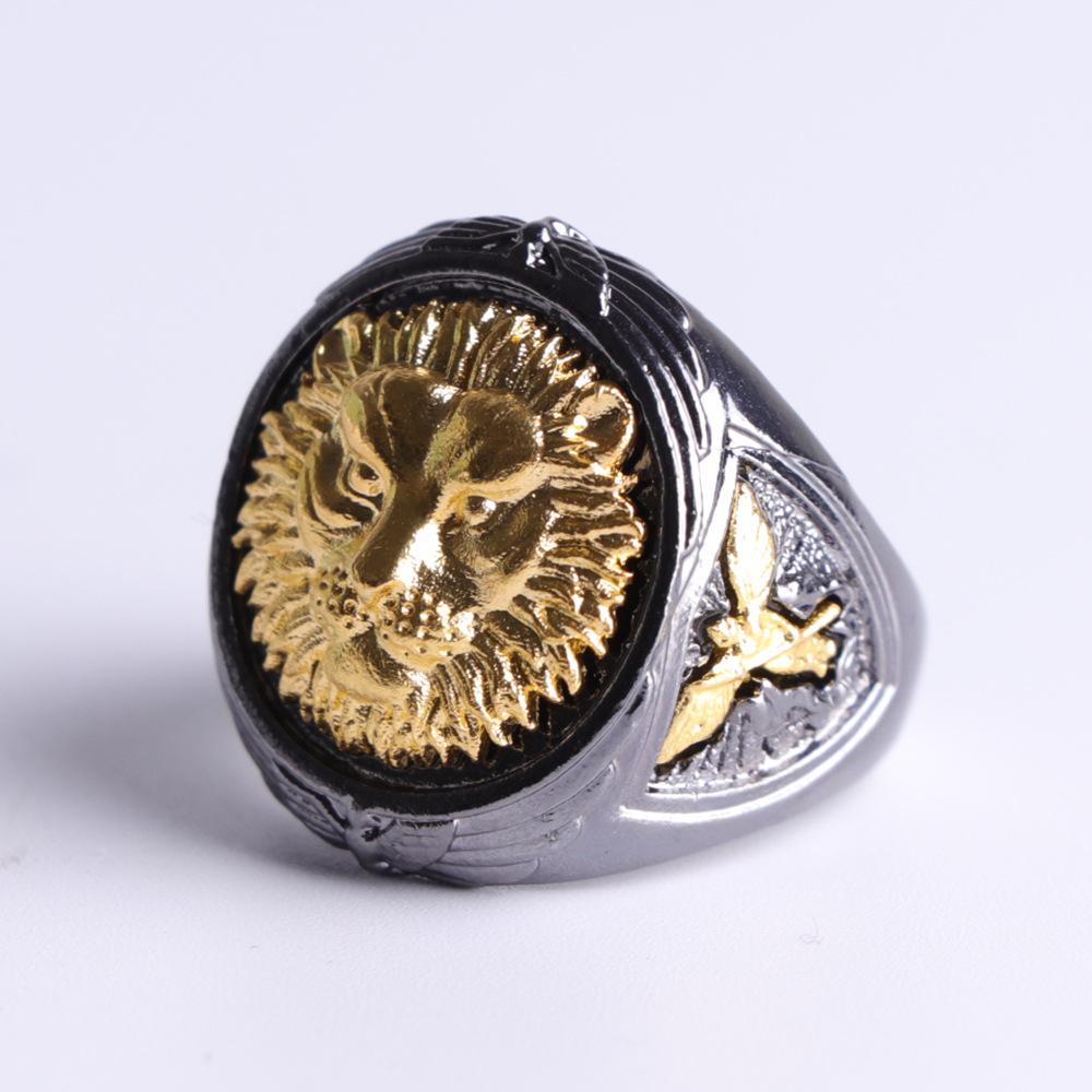 Двухцветное кольцо, Властный и Креативный Лев, Яркий Черный, Ювелирное украшение для руки