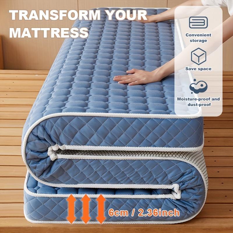 Дышащий трикотажный губчатый наматрасник - прохладный латекс и пена с эффектом памяти, складной, идеально подходит для дома, общежитий, арендованных домов, кемпинга, использования в автофургонах, только для локальной чистки