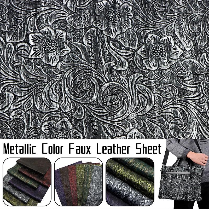 50x137см Синтетическая Ткань Цветочный Узор Металлическая Искусственная Кожа Лист Рельефная Текстура Вихрь Материал DIY Серьги Бант для Волос