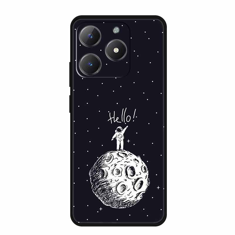 Чехол для телефона Realme Narzo N61 N 61 Coque Цветы Черный Силиконовый Мягкая Задняя Крышка Для Realme Note 60 Чехол Note60 Funda Сумки Capa