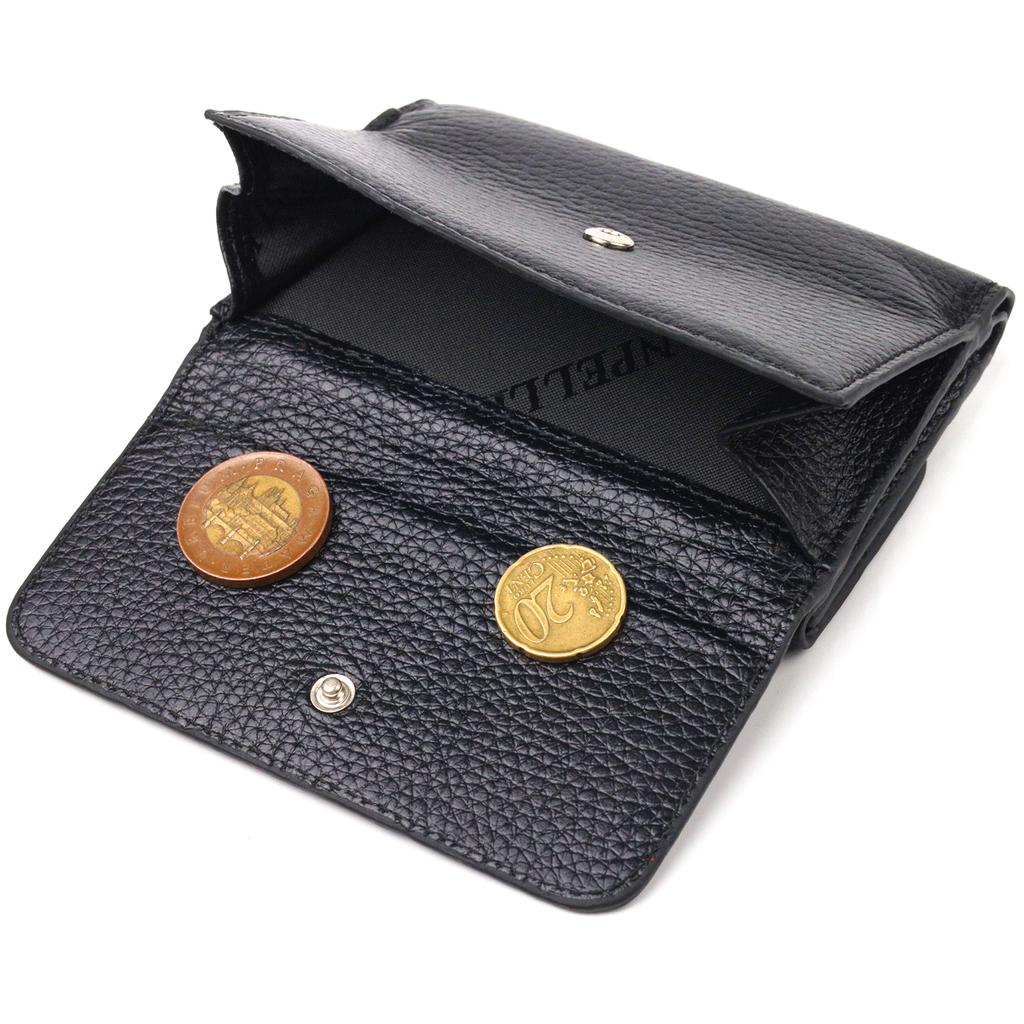 Классический Женский кошелек из натуральной кожи флотар CANPELLINI Wallet 21591 Черный