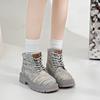 Fashion Denim Women's Ankle Boots Lace Up Commuter Female Boots Patchwork Fabric Platform Woman Low Heel Sports Boots