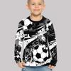 Spring and Autumn Round Neck 3D Football Printed Top Fashionable Casual Long Sleeved Children's Boy T-shirts