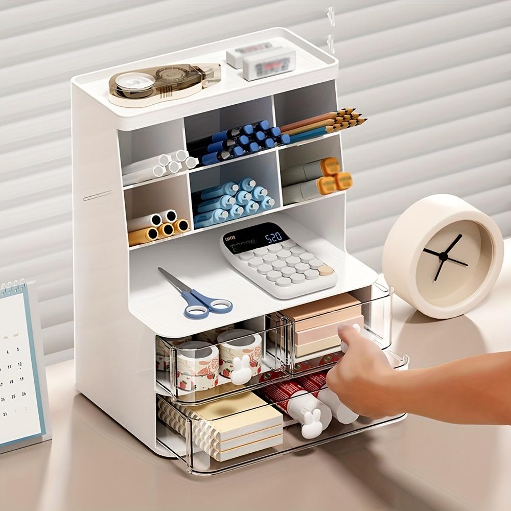 Увеличьте пространство своего рабочего стола с помощью этого многослойного ящика для хранения канцелярских товаров!