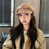 Retro new plaid octagonal hat children spring and autumn versatile fashion temperament thin face little painter hat