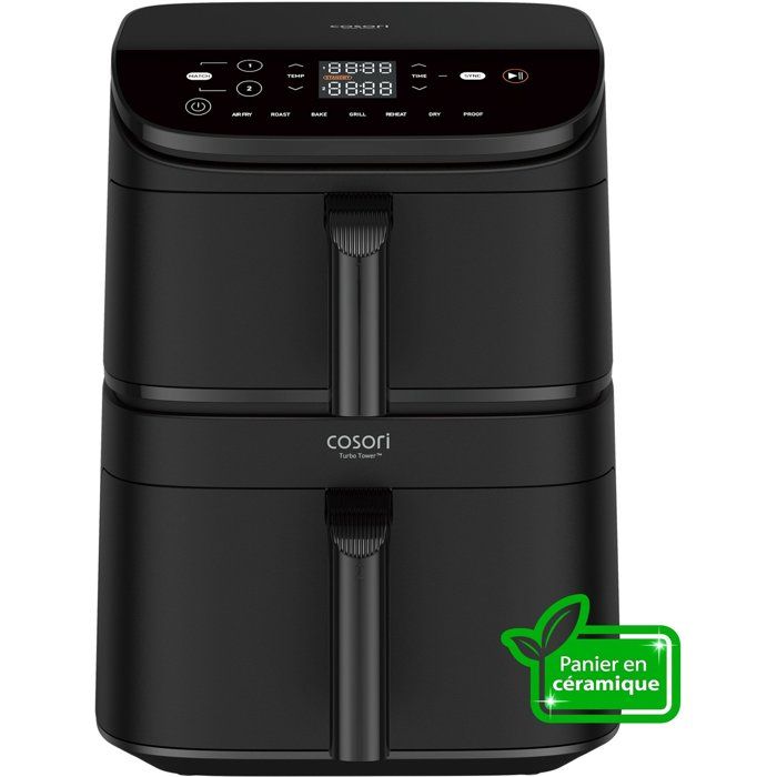 Friteuse sans huile COSORI - Air Fryer Turbo Tower - Capacité 10,8L - 7 programmes - 2630W - Noir