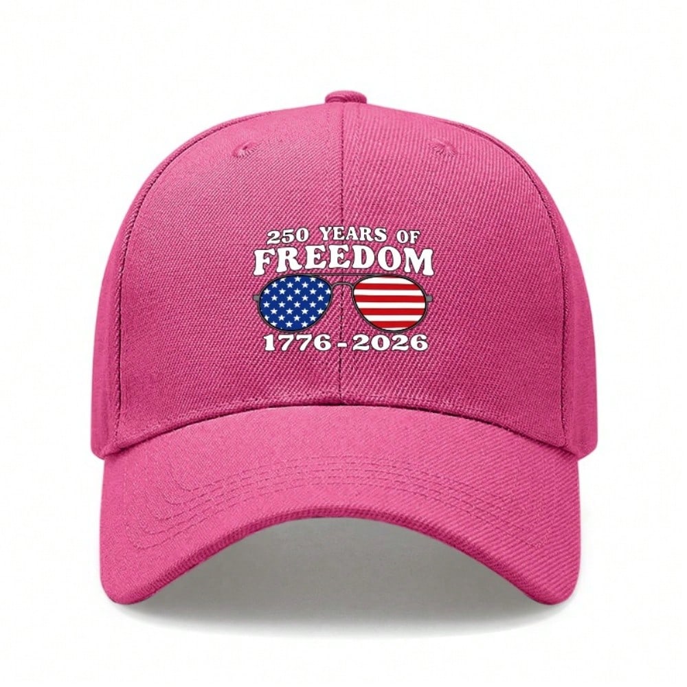 Patriotic Baseball Cap - 250Th Anniversary Unisex Letter "FREEDOM" Print Black Polyester Adjustable Breathable Lightweight Sun Protection Curved Brim