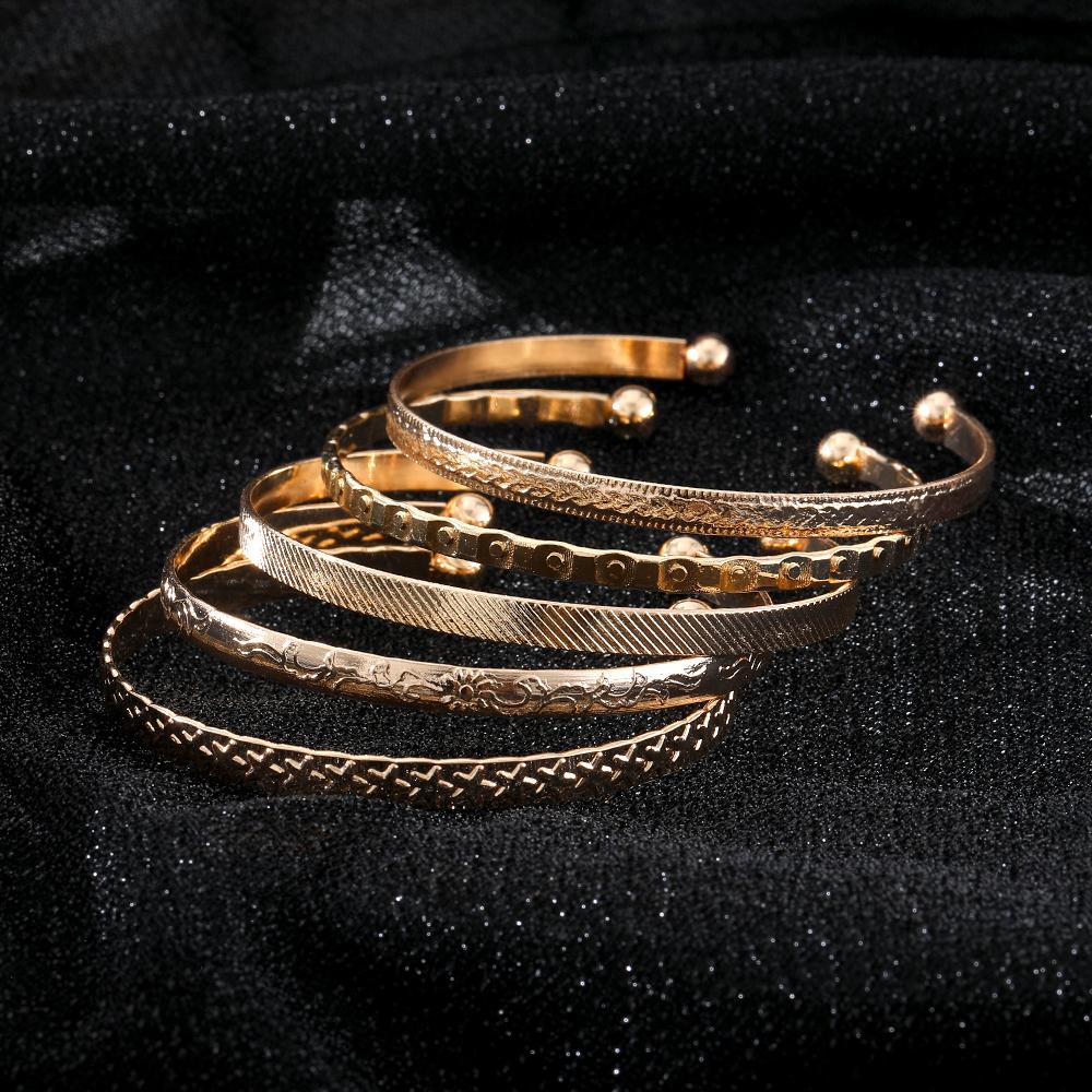 Простой и роскошный браслет с регулируемым отверстием, набор из 5 предметов, модный и элегантный женский универсальный аксессуар-браслет