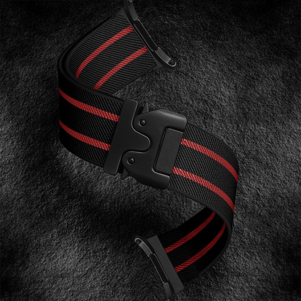 For Samsung Galaxy Watch Ultra 47mm Watch Band Stripe Design Parachute Buckle Nylon Strap