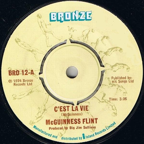 7-дюймовая пластинка MCGUINNESS FLINT Cest La Vie BRO12 Бронзовая 1974 Великобритания Рок Б/у