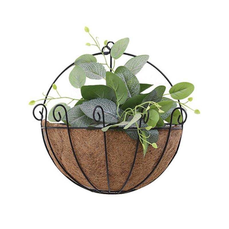 Flowerpot Iron Coconut Garden Hanging Planters Wall Baskets Pot Half Round Plant Holder Case Home Decoration