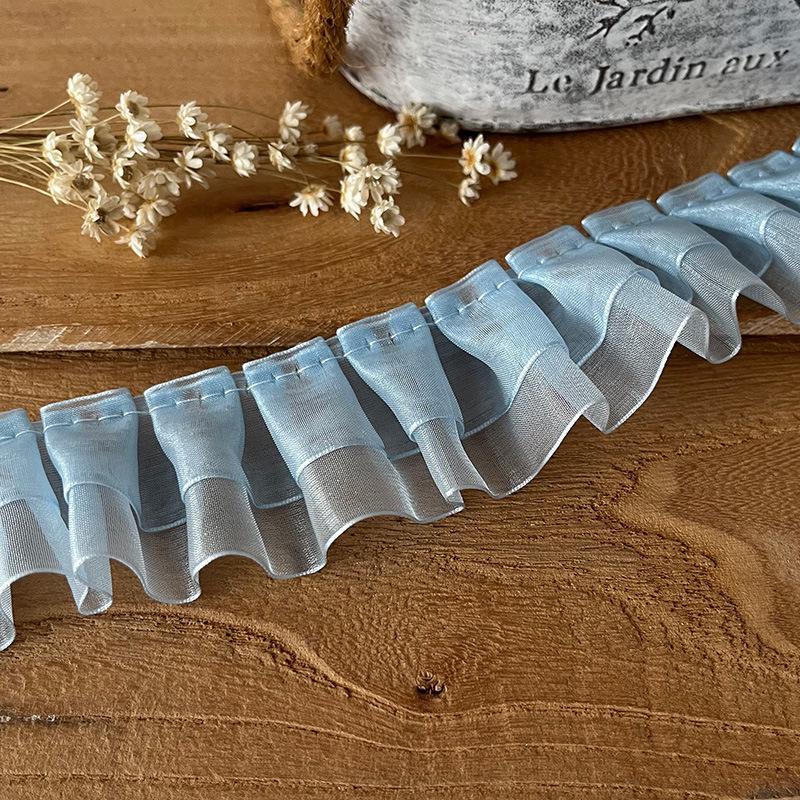 Манжеты воротника с оборками, двухслойная кружевная отделка из снежной пряжи шириной 4 см