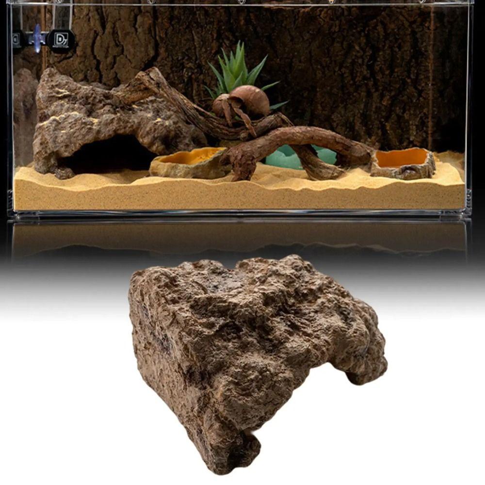 Artificial Reptile Hide Cave Realistic Pet Hide Rest Cave Turtle Shelter Desktop