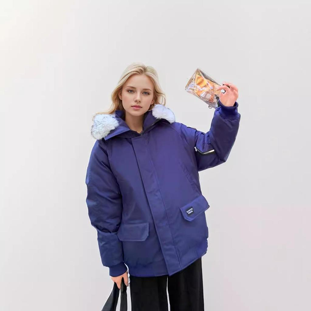 MIEGOFCE Женская свободная куртка на молнии с капюшоном и рукавами реглан, воротник из искусственного меха, толстое пальто MZ-24582