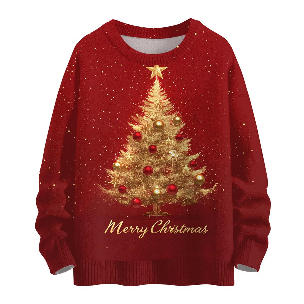 Women's Casual Long Sleeve Woolen Christmas Sweatshirt Fall  Vacation Long Sleeve Pullover