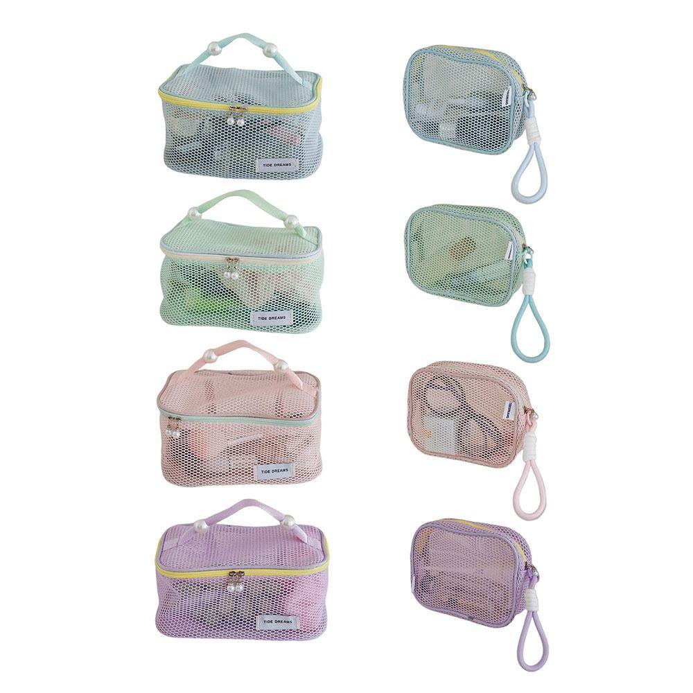New Dopamine Color Mesh Cosmetic Bag Large Capacity Breathable Coin Purse Lightweight Storage Bag