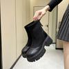 2025 осень новые ретро британские ботинки Мартин женские корейская версия толстая подошва толстый каблук короткие ботинки эластичные тонкие ботинки женские