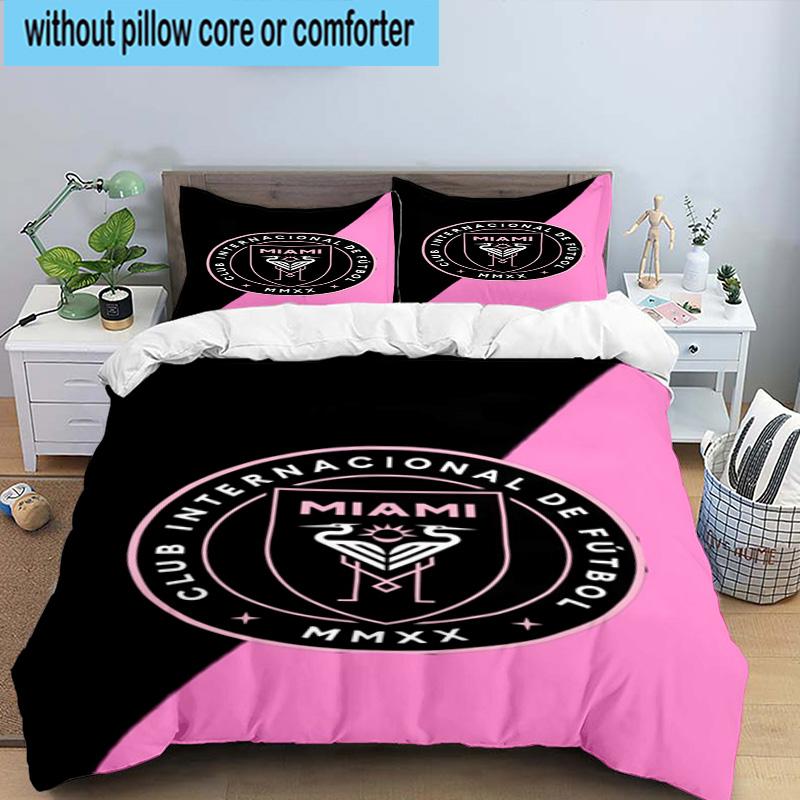 3pcs Club Internacional de Fútbol Miami Bedding Set Duvet Cover Closure Includes 1 Duvet Cover & 2 Pillowcases Bedding Sets Home Decor Gifts