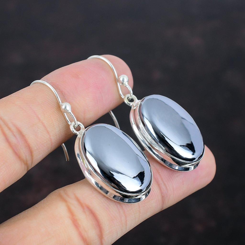 Серьги из шунгита, серьги из драгоценных камней, серьги из стерлингового серебра 925 пробы, очень красивые серьги из шунгита, серьги ручной работы, висячие серьги, подарки для жены