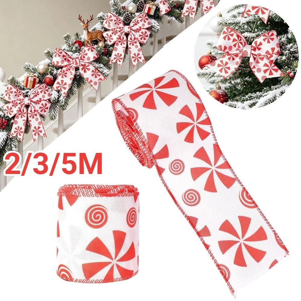 Candy Printed Christmas Bow Ribbon DIY Xmas Tree Ribbon Christmas Tree Ornaments