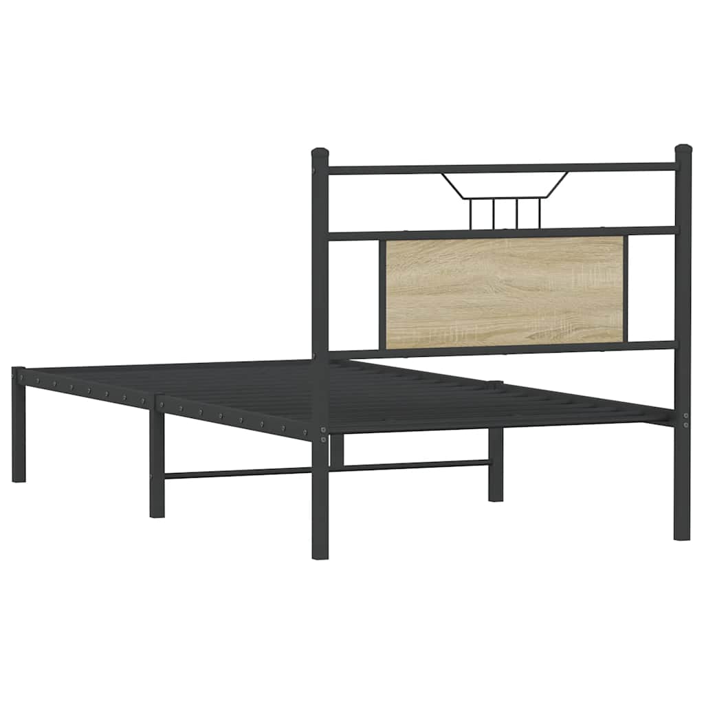 Bed Frame without Mattress Sonoma Oak Finish 75x190 cm Engineered Wood