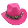 Ethnic bowler hat tassel western cowboy hat jazz hat turquoise felt hat outdoor literary sun hat
