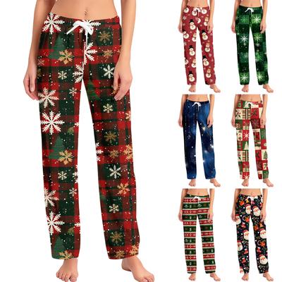 Женские пижамные штаны, одежда для сна, повседневные брюки с эластичной резинкой на талии, удобные прямые свободные брюки для йоги