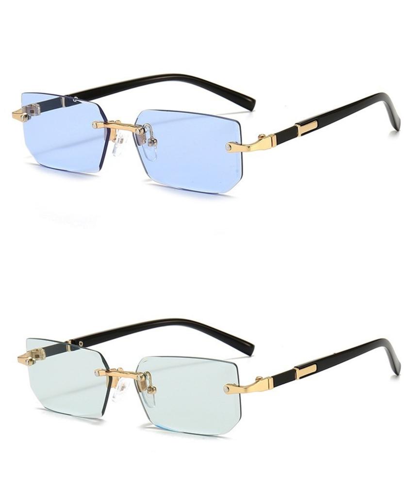 Trendy Rimless Rectangle Sunglasses Frameless Fashion Shades Punk Sunglasses Gradient Men Women UV400 Eyewear Driving
