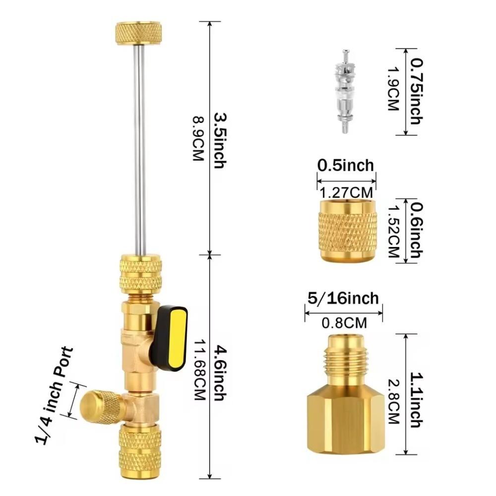 Brass Material Valve Core Installer Brass Valve Tool For R410A Refrigerant System