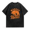 Wander Woman Футболка Черная Большая винтажная Стиранная Повседневная с принтом Мягкая Эластичная Стильная уличная одежда Универсальная Удобная мужская