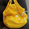 Korean Style Hollow Woven Shoulder Bag Large Capacity Woven Grocery Bag  Supermarket
