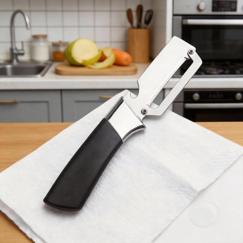 2pcs Multifunctional Stainless Steel Vegetable Peeler, 2-in-1 Kitchen Tool with Bottle Opener, Ergonomic Gift for Cooking Lovers