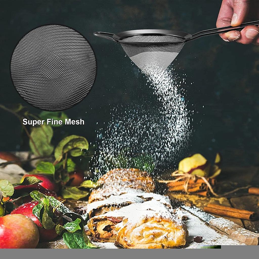 304 Stainless Steel Mesh Strainer Fine Tea Strainer Bar Cocktail Filter Long Handle Mesh Strainers Sieve Coffee Flours Strainer