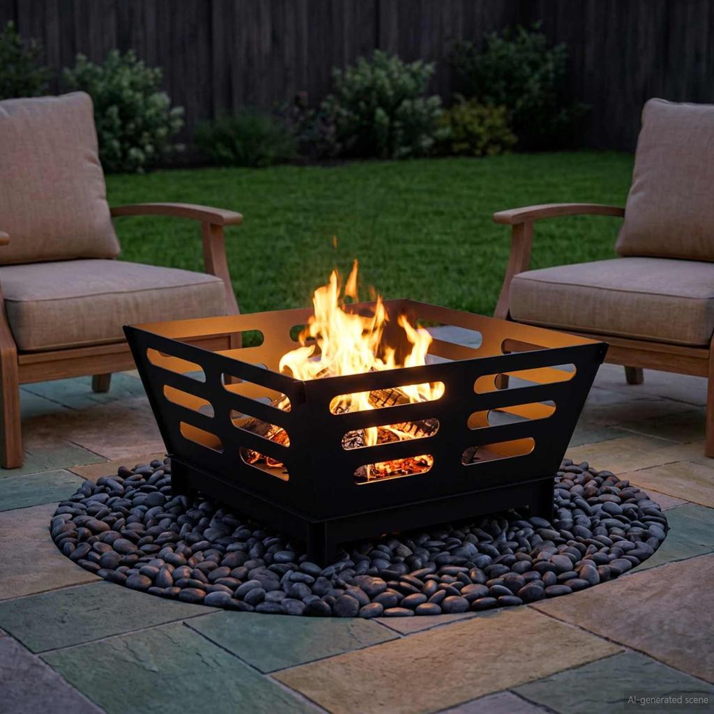 Fire Pit Black 60 x 60 x 30 cm Steel