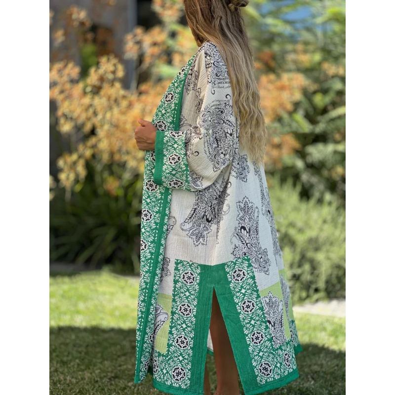 Весенне-осенний женский модный кардиган с длинным рукавом, повседневный кардиган с принтом больших размеров