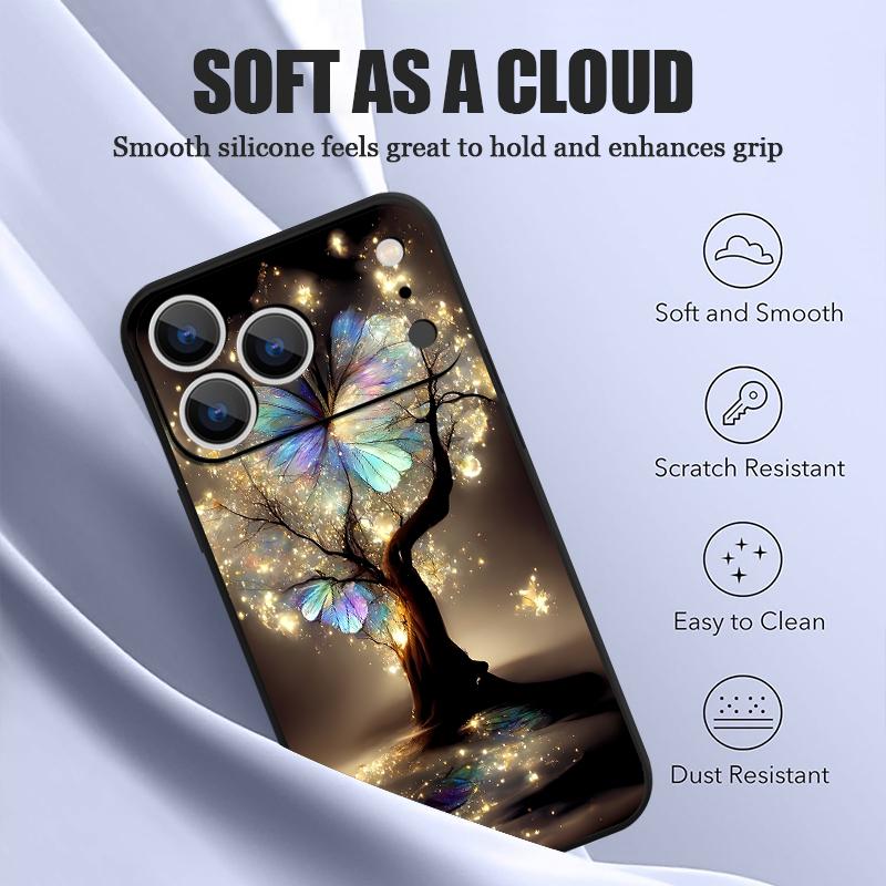 Светящийся Фантастический Дерево Бабочка Чехол Для iPhone 17 Pro Max Магнитный Для Magsafe Силиконовая Крышка Для iPhone 16 Pro Max Funda iPhone 15 14 13 12 11 16E