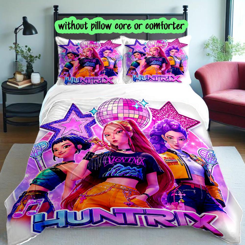 [3pcs Romantic Bedding Set] Kpop Print Duvet Cover, Soft Breathable Bedding Set For Bedroom Guest Room School Dorm Decor