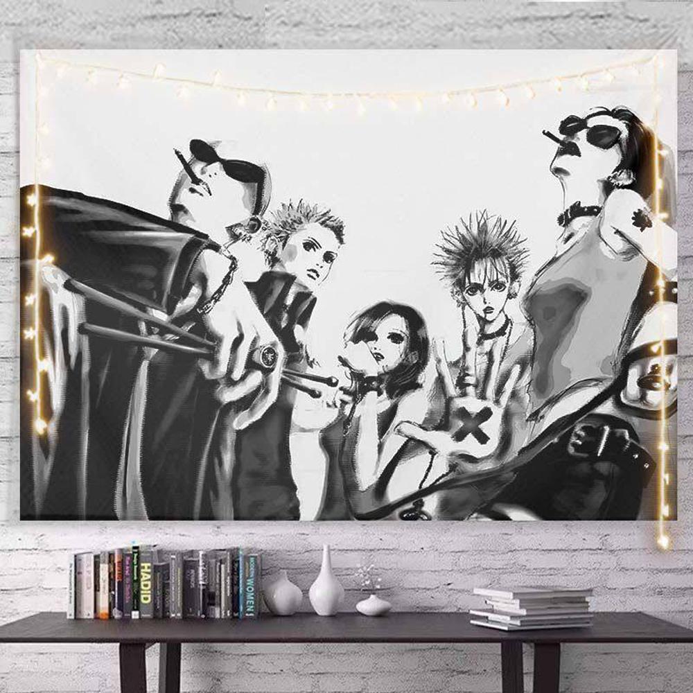 Nana Punk Rock Black Pink Anime Collage Tapestry Wall Hanging Art Decor for Bedroom Otaku Corner Cozy Study Space