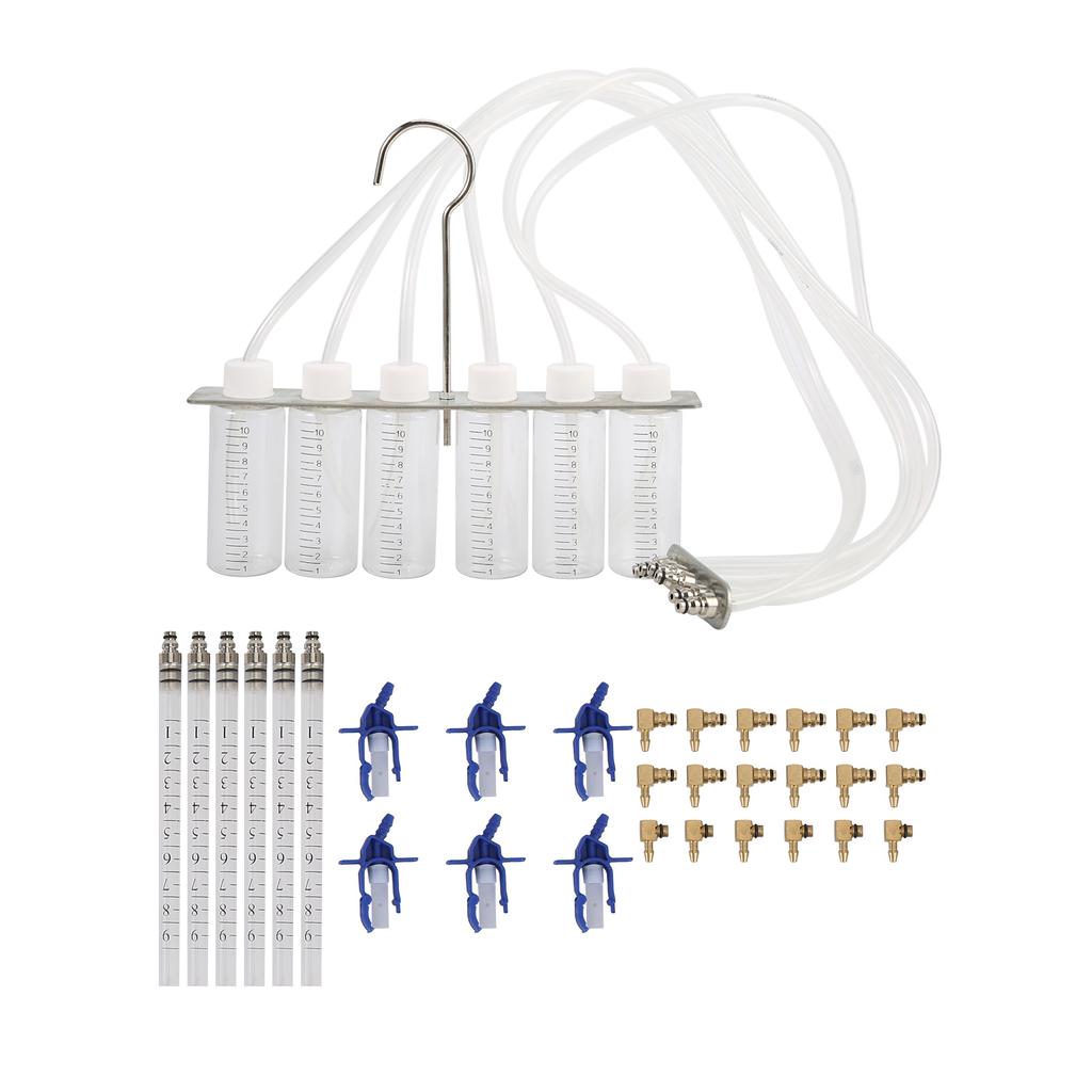 Diesel Flow Meter Adapter Set 6Cylinder Injector Detector Common Rail Leak Off Test Kit