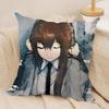 SSteins Gate Cushion Cover Silky Short Plush Invisible Zipper Dustproof Sofa Pillow Case For Home Decor