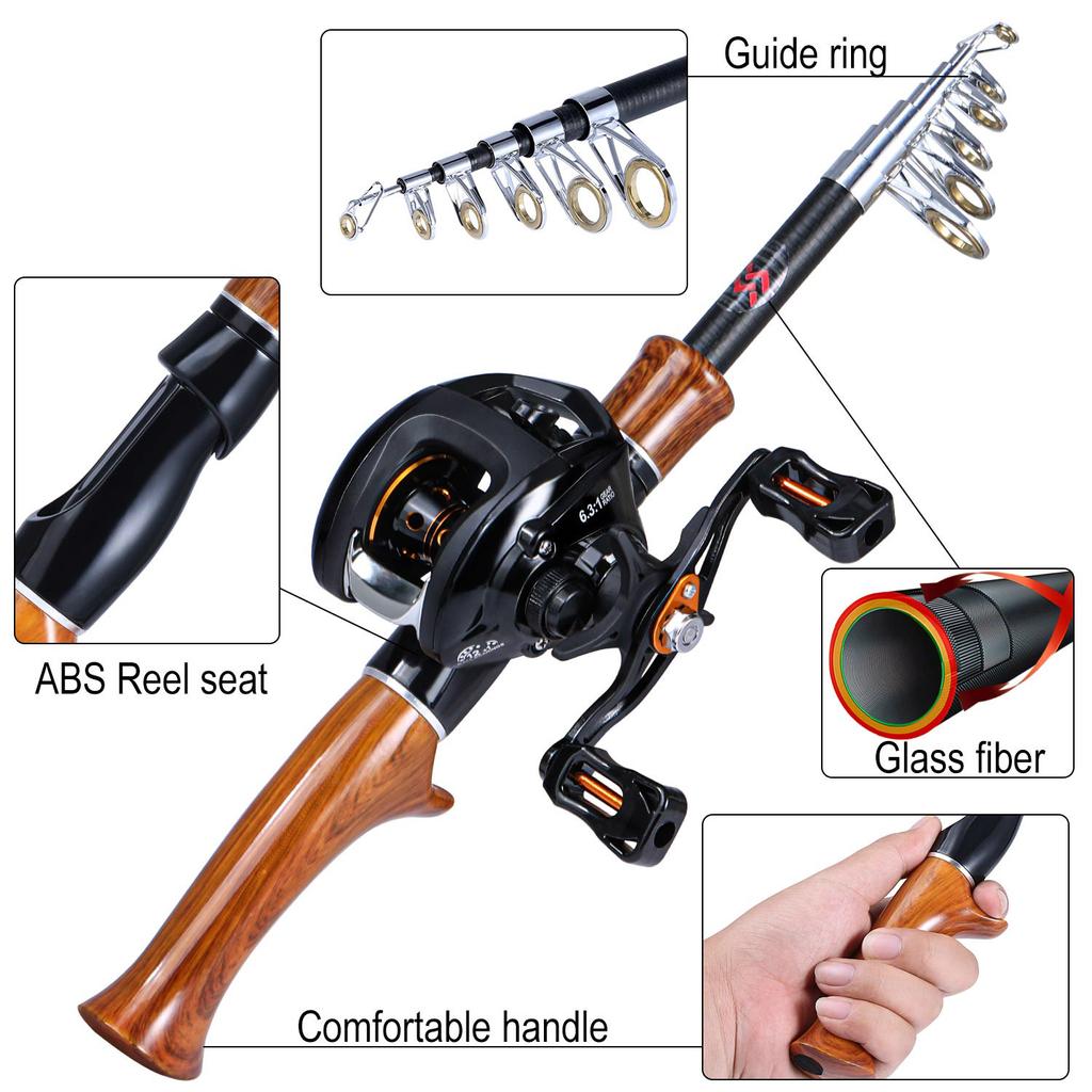 SOUGAYILANG Рыболовный набор, спиннинг, литейная удочка с спиннинговой катушкой, катушка для приманки, полный набор, сумка-переноска, приманка для лески