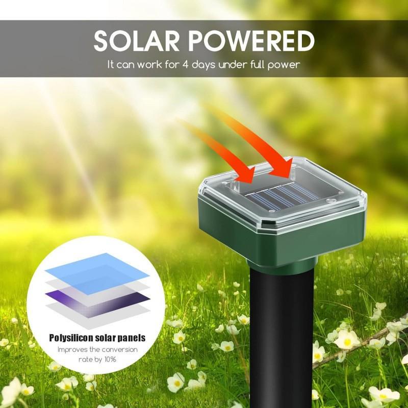 8PCS Outdoor Solar Powered Mole Repellent, Ultrasonic Animal Repeller Ground Spike, Solar Bird Deterrent for Garden Yard, Weatherproof