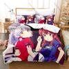 3PCS The Demon Girl Next Door Pattern Bedding Set Skin Friendly Quilt Cover Pillow Case Single Double Bed Home Bedding Kit