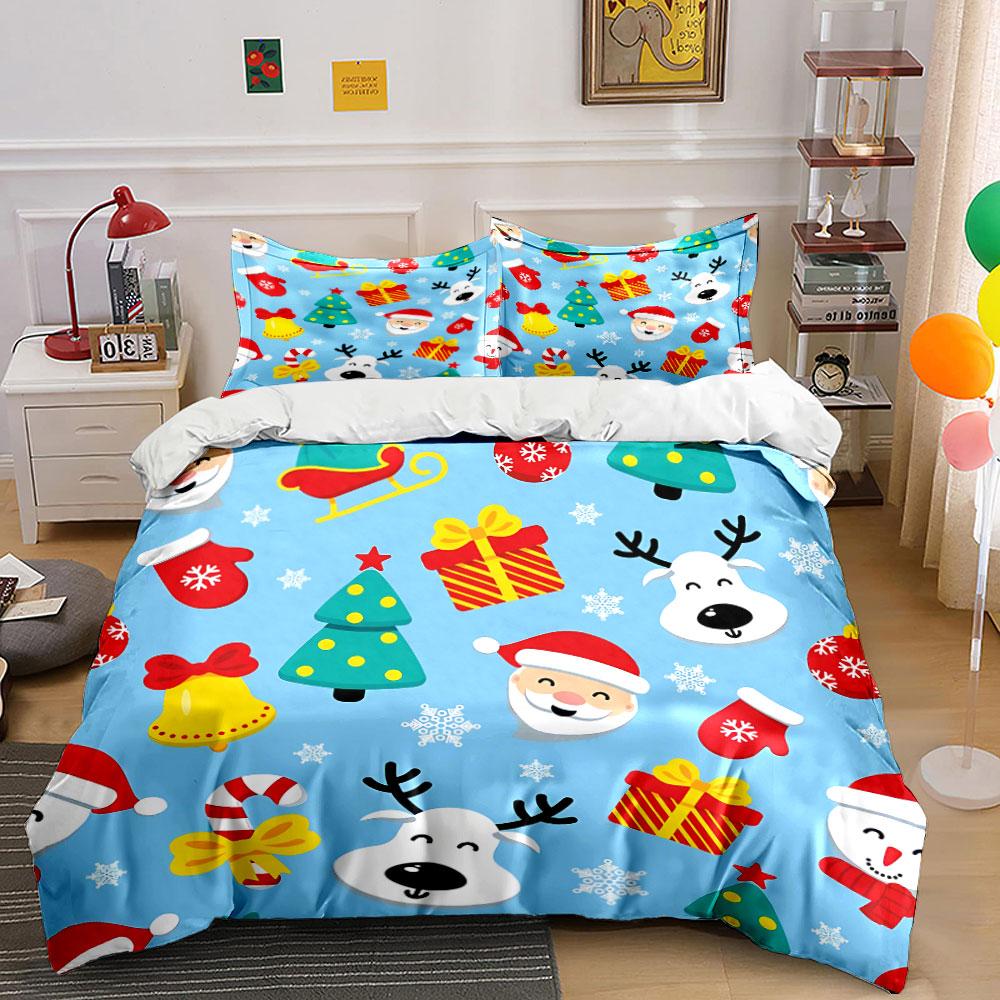 Christmas Gingerbread Pattern Bedding Duvet Cover Set Duvet Cover Pillowcases (1*Duvet Cover 2*Pillowcases, without duvet insert)