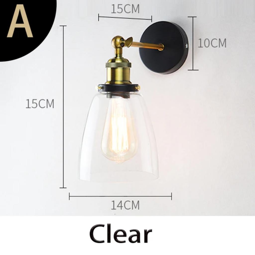 New Stylish Retro Vintage Industrial Loft Wall Sconce with Clear Glass Shade and Metal Triangle Oval Design - Vintage Industrial
