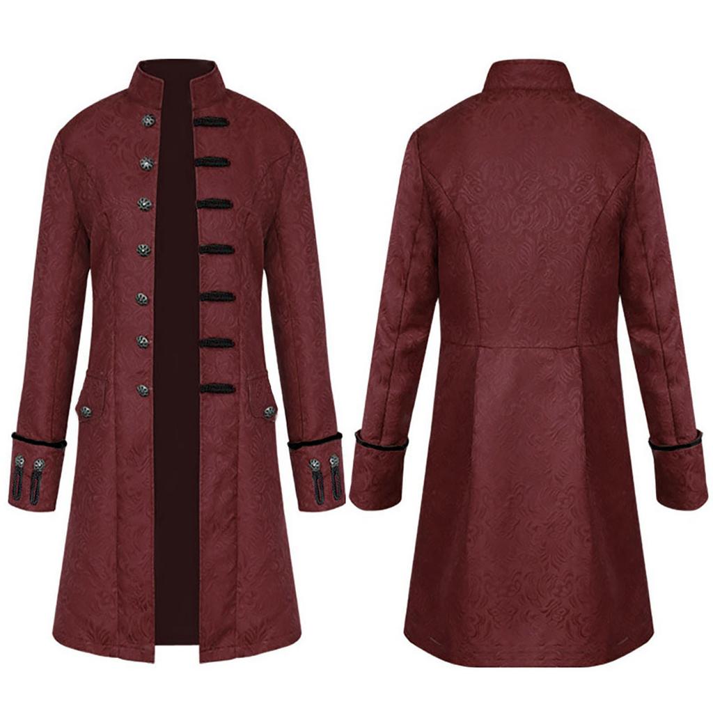 Хэллоуин Мужчины Зима Теплый Винтаж Фрак Куртка Пальто Верхняя Одежда Пуговицы Пальто