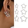 3 Pairs/set Punk Geometric Star Hoop Earrings for Women Simple Gold Color Copper Metal Circle Huggie Earrings New Unisex Zircon