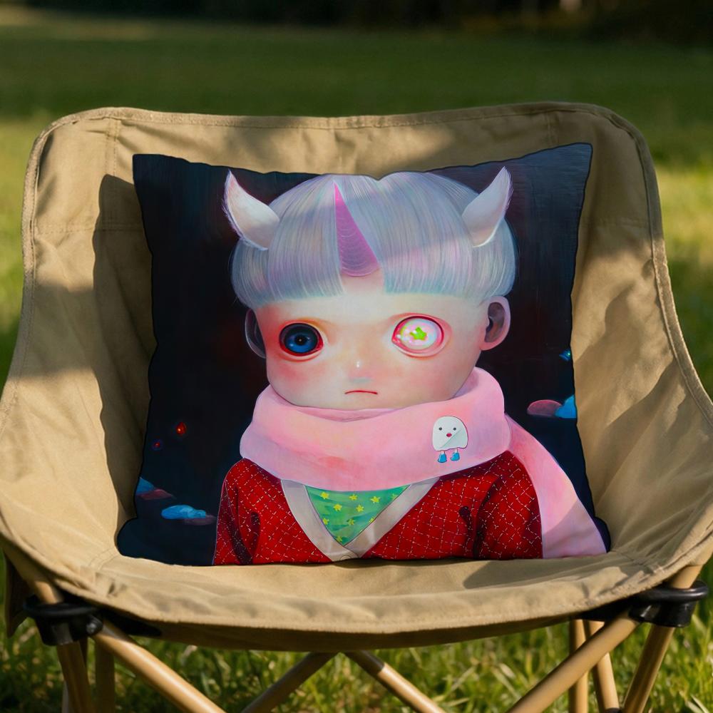 Hikari Shimoda Illustrations Cushion Cover Soft Reversible Durable Pillow Cover MultiScene Use for Home Car Daily Comfort