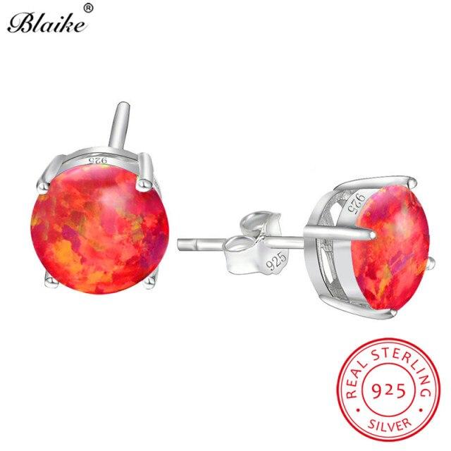 Серьги-гвоздики Blaike из настоящего 100% стерлингового серебра 925 пробы с белым/синим/зеленым опалом для женщин, серьги-гвоздики с мистическим радужным цирконием, изящные ювелирные изделия