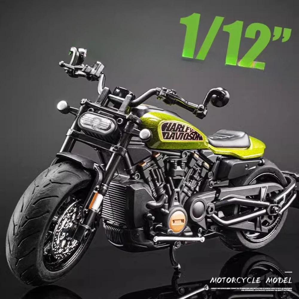 1:Модель игрушечного мотоцикла Sportster S в масштабе 1/12, из сплава, литой металлический, с амортизацией, поворачивающий, внедорожный, модели мотоциклов для мальчиков, подарки